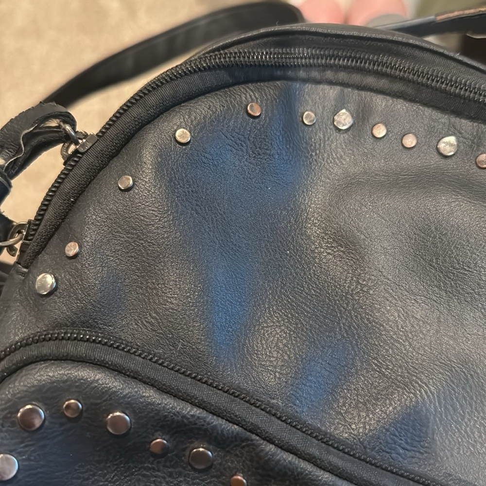 Black Pleather Studded Backpack - image 5